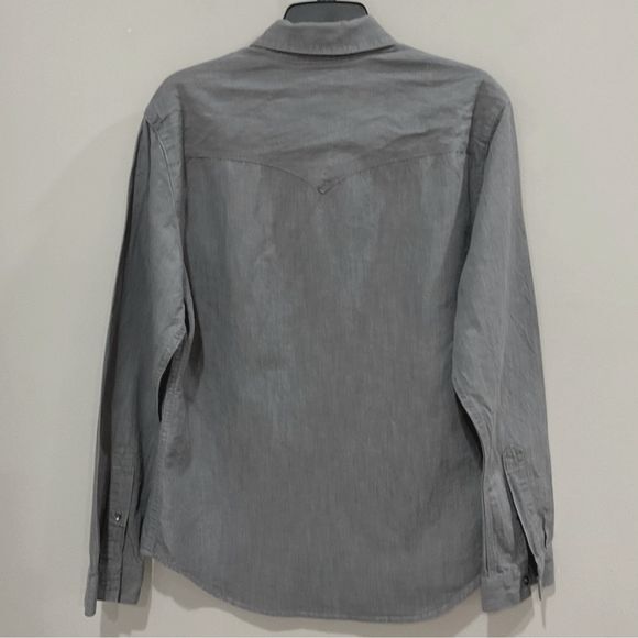 Gap Linen Blend Gray Shirt Button Front Long Sleeve Men's Sz Lg - Picture 5 of 5